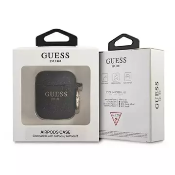 Guess ochranné puzdro na kryt AirPods black/black Silicone Glitter