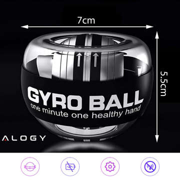 Gyro Ball Alogy loptička na precvičenie zápästia Powerballový grip na posilnenie svalov Gyro Ball Black