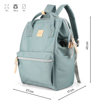 Himawari Backpack Laptop Bag 13.3 USB Priestranný vodeodolný A4 univerzálny 19L cestovný batoh Vintage Green