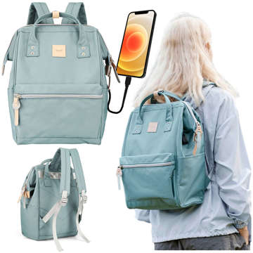 Himawari Backpack Laptop Bag 13.3 USB Priestranný vodeodolný A4 univerzálny 19L cestovný batoh Vintage Green