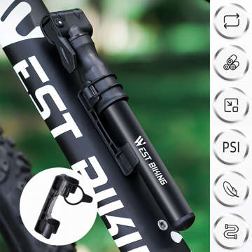 Hliníková pumpa na bicykel Alogy Mini Bike Pump 100psi s rukoväťou Black