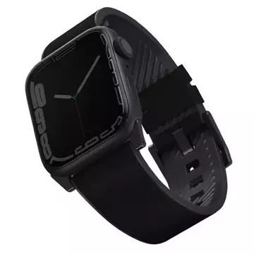 Hodinky pre inteligentné hodinky UNIQ Straden do Apple Watch Series 4/5/6/7/8/SE/SE2/Ultra 42/44/45mm kožený hybridný remienok čierny/čierny
