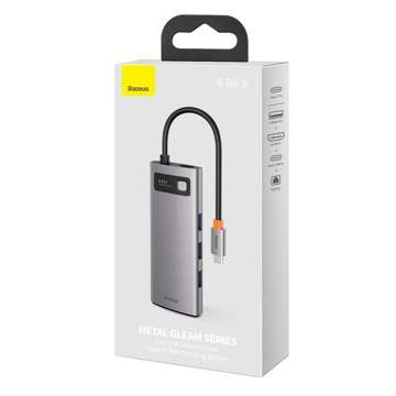 Hub 6w1 Baseus Metal Gleam Series, USB-C až 3x USB 3.0 HDMI USB-C PD Ethernet RJ45