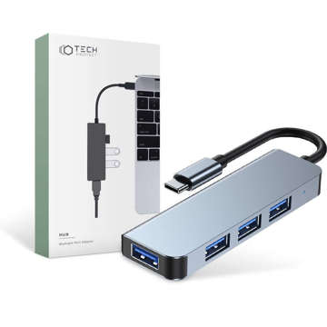 Hub adaptér USB V1-HUB 4w1 USB-C sivý