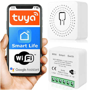 Inteligentná sada 2x WiFi vypínač Alogy mini zapustený vypínač Tuya Smart Life 16A inteligentný dom biely