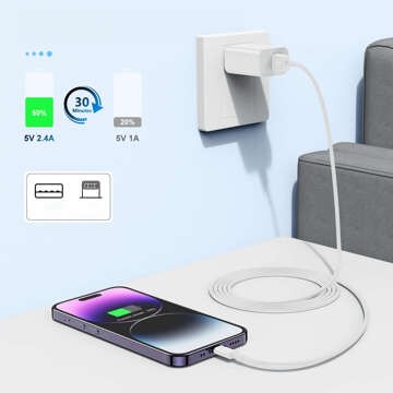 Kábel 1m Lightning do USB-A USB do Apple iPhone, iPad, iPod BOX Biały