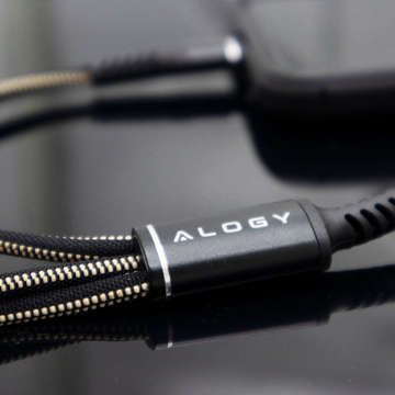 Kábel Alogy Nylon 3w1 USB-C Typ C Lightning micro USB 5A čierny