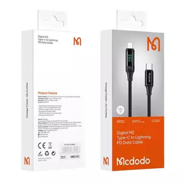 Kábel Mcdodo CA-1030 USB-C na Lightning, 36 W, 1,2 m (čierny)