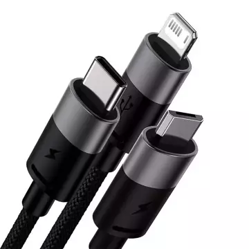 Kábel USB 3w1 Baseus StarSpeed, USB-C micro USB Lightning, 3,5A, 1,2m (černý)