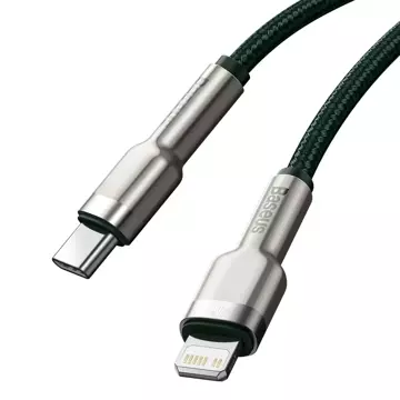 Kábel USB-C na Lightning Baseus Cafule, PD, 20W, 1m (zelený)