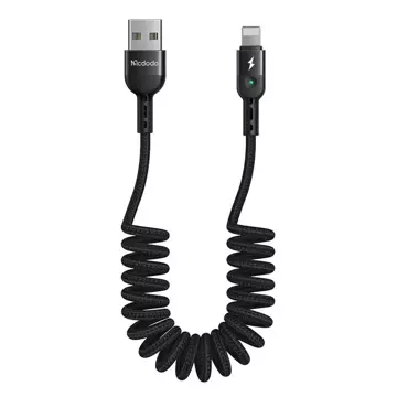 Kábel USB na Lightning, Mcdodo CA-6410, pružina, 1,8 m (čierny)