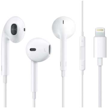 Káblové slúchadlá Ear Pods Lightning pre Apple iPhone iPad iPod do uší Biele