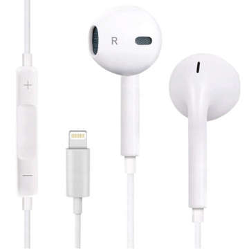 Káblové slúchadlá Ear Pods Lightning pre Apple iPhone iPad iPod do uší Biele