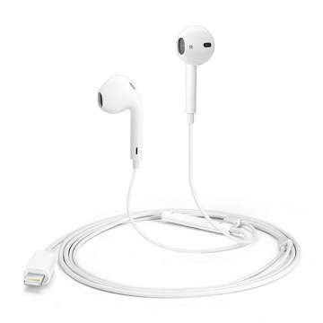 Káblové slúchadlá Ear Pods Lightning pre Apple iPhone iPad iPod do uší Biele