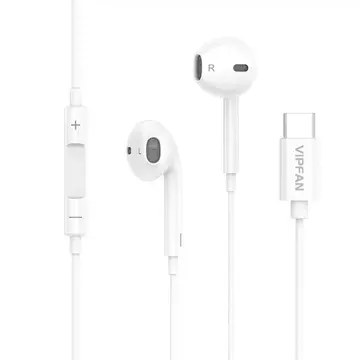 Káblové slúchadlá Vipfan M14, USB-C, 1,1 m (biele)