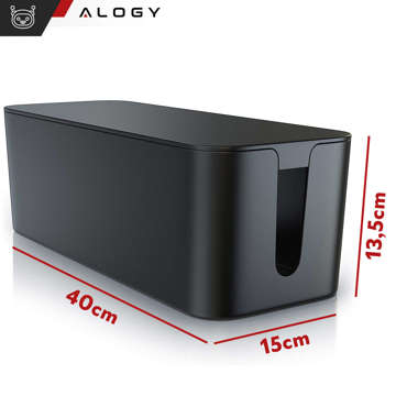 Káblový organizér stolový podlahový kontajner káblový box Alogy Box L 40cm veľký Čierny