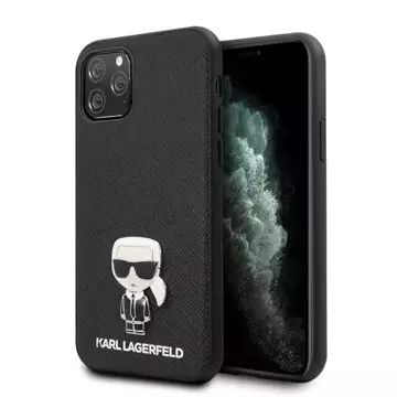 Karl Lagerfeld KLHCN65IKFBMBK pevný obal na iPhone 11 Pro Max čierny/čierny Saffiano Ikonik Metal