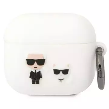 Karl Lagerfeld ochranné puzdro na slúchadlá pre AirPods 3 kryt bielo/biely Silicone Karl