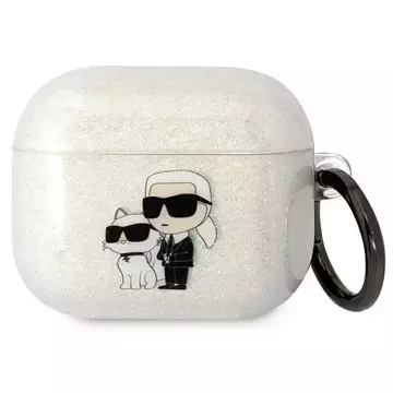 Karl Lagerfeld ochranné puzdro na slúchadlá pre Airpods 3 kryt transparentný Gliter Karl