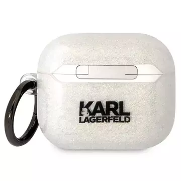 Karl Lagerfeld ochranné puzdro na slúchadlá pre Airpods 3 kryt transparentný Gliter Karl