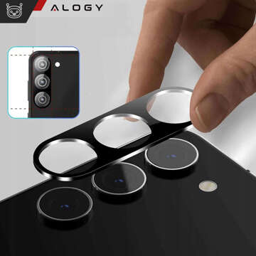 Kovový kryt pre Samsung Galaxy S24 Plus, ochranný kryt na ostrovček fotoaparátu, Alogy Metal Lens, čierny