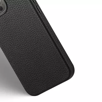 Kožené puzdro Dux Ducis Roma pre iPhone 13 Pro Max elegantné puzdro z pravej kože čiernej farby