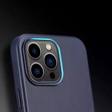 Kožený kryt Dux Ducis Naples pre iPhone 13 Pro (kompatibilný s MagSafe) modrý
