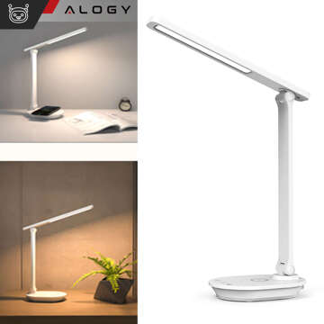 LED stolová nočná lampa s QI 15W USB indukčnou nabíjačkou na čítací stôl Časový spínač Alogy Desk White