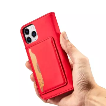 Magnet Card Case pre iPhone 12 obal na karty peňaženka stojan na karty červený