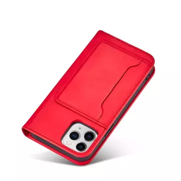 Magnet Card Case pre iPhone 12 obal na karty peňaženka stojan na karty červený