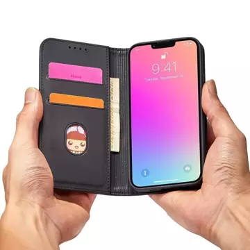 Magnet Card Case pre iPhone 13 obal na karty peňaženka stojan na karty čierny