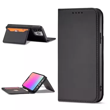 Magnet Card Case pre iPhone 13 obal na karty peňaženka stojan na karty čierny