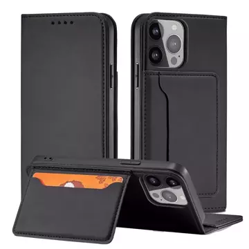 Magnet Card Case pre iPhone 13 obal na karty peňaženka stojan na karty čierny