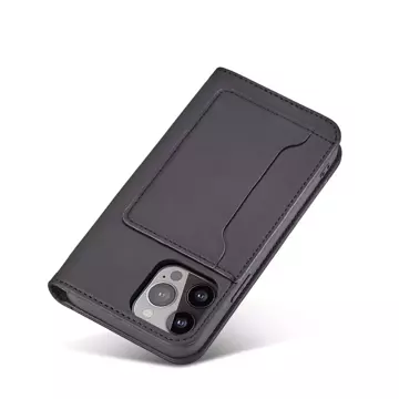 Magnet Card Case pre iPhone 13 obal na karty peňaženka stojan na karty čierny