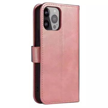 Magnet Case elegantné puzdro s chlopňou a funkciou stojančeka iPhone 14 Plus ružové