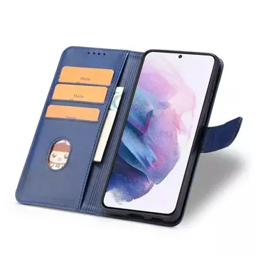 Magnet Case elegantný kryt puzdra s chlopňou a funkciou stojančeka pre Samsung Galaxy S22 (S22 Plus) modrý