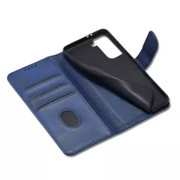 Magnet Case elegantný kryt puzdra s chlopňou a funkciou stojančeka pre Samsung Galaxy S22 (S22 Plus) modrý