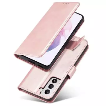 Magnet Case elegantný kryt puzdra s chlopňou a funkciou stojančeka pre Samsung Galaxy S22 (S22 Plus) ružový