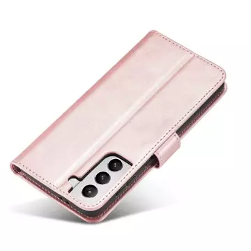 Magnet Case elegantný kryt puzdra s chlopňou a funkciou stojančeka pre Samsung Galaxy S22 (S22 Plus) ružový