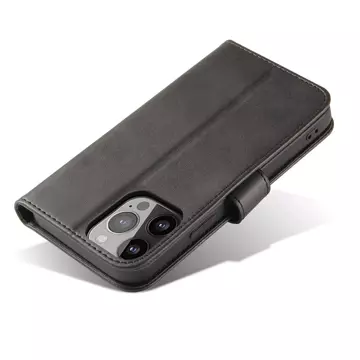 Magnet Phone Case pre iPhone 13 Pro Max elegantné puzdro s flipovým krytom a funkciou stojana čierne