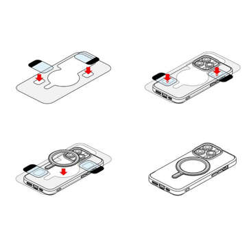Magnetická platňa Ringke pre iPhone MagSafe a prstencový adaptér Biely