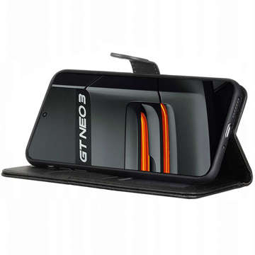 Magnetické kožené puzdro Alogy Realme GT Neo 3 Global Black Glass Flip Wallet Case