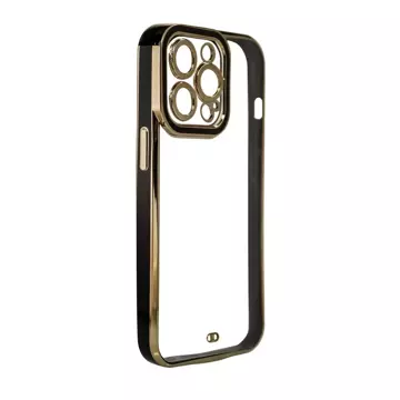 Módne puzdro na iPhone 12 Pro Gold Frame Gel Cover Black