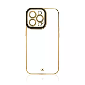 Módne puzdro na iPhone 12 Pro Gold Frame Gel Cover Black