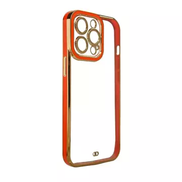 Módne puzdro na iPhone 13 Pro Gold Frame Gel Cover Red