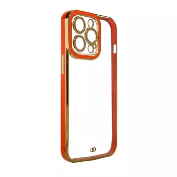 Módne puzdro na iPhone 13 Pro Max Gold Frame Gel Cover Red