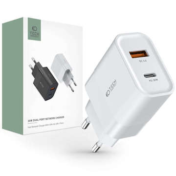 Nabíjačka C30W 2-Port USB-C - USB PD30W / QC3.0 Biela