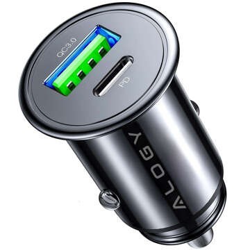 Nabíjačka do auta 48W USB QC 3.0 18W USB-C C PD 30W rýchla výkonná pre telefón do auta Alogy čierny kábel USB-C 1m