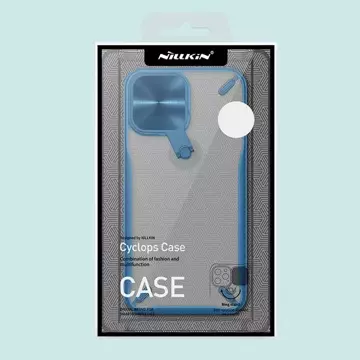 Nillkin Cyclops Case Odolné puzdro s krytom fotoaparátu a skladacím stojanom pre iPhone 13 modrý