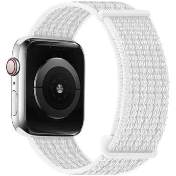 Nylonový remienok Alogy so suchým zipsom pre Apple Watch 1/2/3/4/5/6/7/8/SE (38/40/41 mm) biely